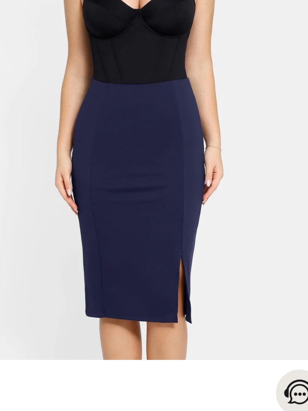 Nwt popilush Shapewear Built-In Sculpting Front Slit Midi Work Skirt